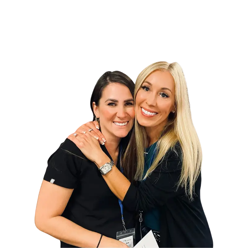 Two women embracing
